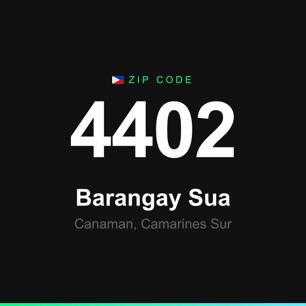 Shareable ZIP code 4402 card for Barangay Sua