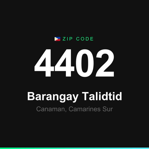 Shareable ZIP code 4402 card for Barangay Talidtid