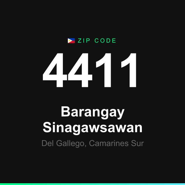 Shareable ZIP code 4411 card for Barangay Sinagawsawan