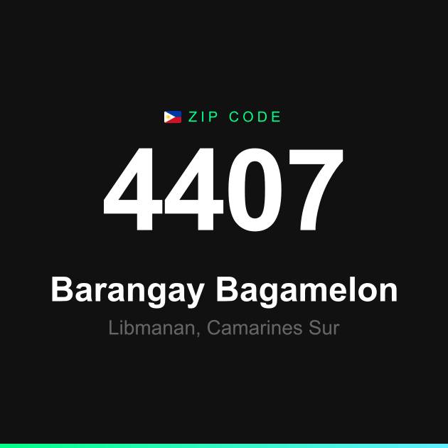 Shareable ZIP code 4407 card for Barangay Bagamelon