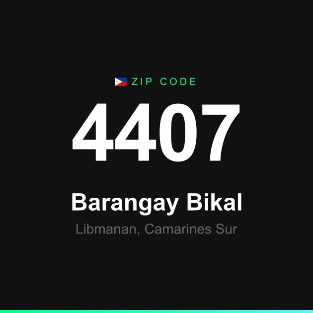 Shareable ZIP code 4407 card for Barangay Bikal
