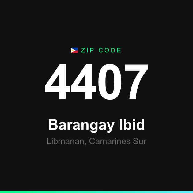 Shareable ZIP code 4407 card for Barangay Ibid
