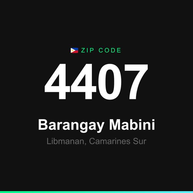 Shareable ZIP code 4407 card for Barangay Mabini