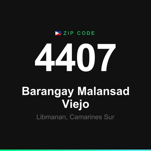 Shareable ZIP code 4407 card for Barangay Malansad Viejo