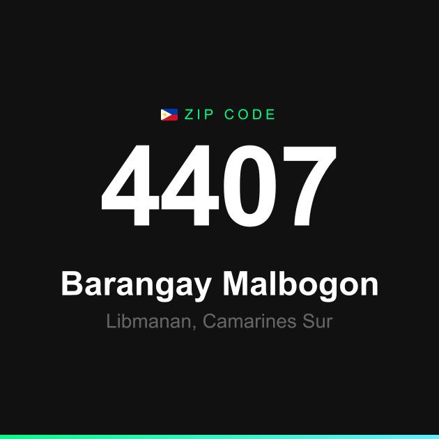 Shareable ZIP code 4407 card for Barangay Malbogon