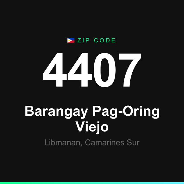 Shareable ZIP code 4407 card for Barangay Pag-Oring Viejo