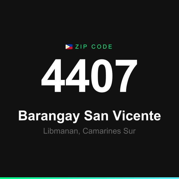 Shareable ZIP code 4407 card for Barangay San Vicente