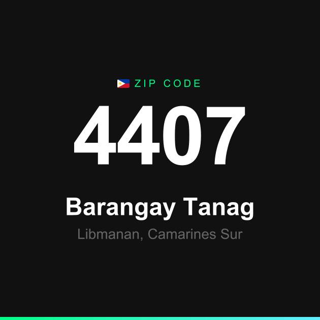 Shareable ZIP code 4407 card for Barangay Tanag