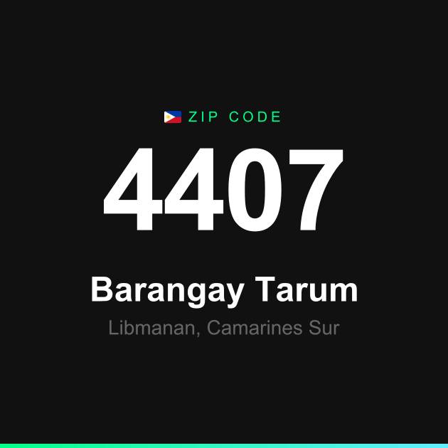 Shareable ZIP code 4407 card for Barangay Tarum