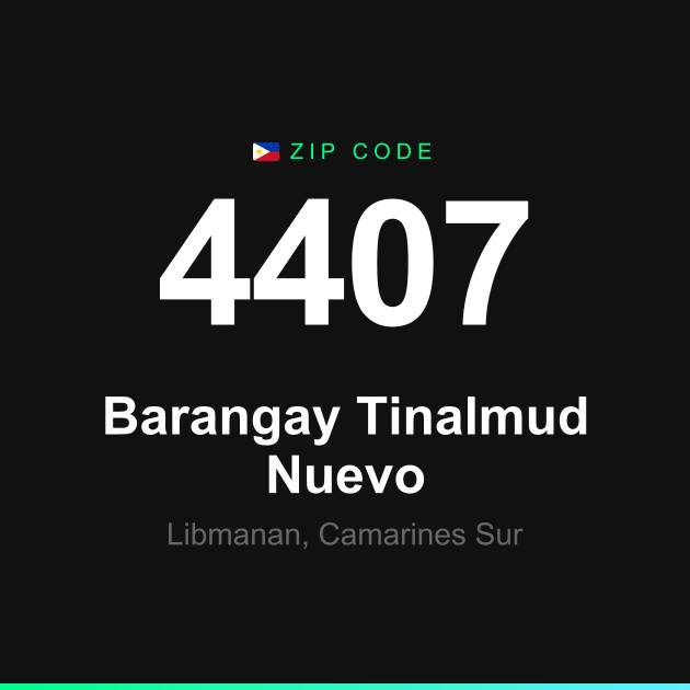 Shareable ZIP code 4407 card for Barangay Tinalmud Nuevo