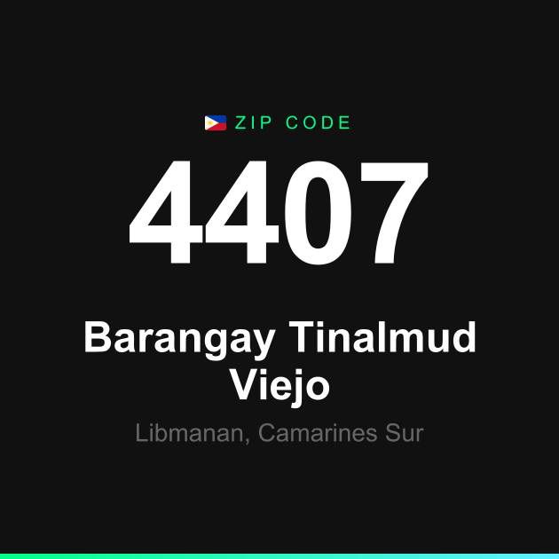Shareable ZIP code 4407 card for Barangay Tinalmud Viejo