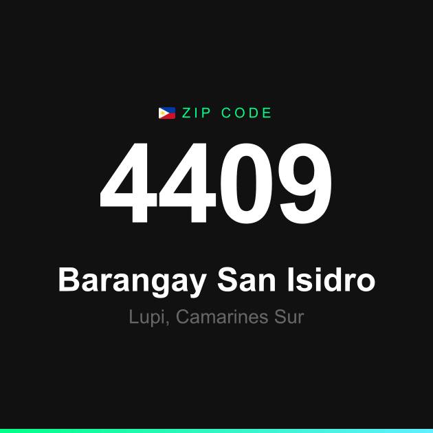 Shareable ZIP code 4409 card for Barangay San Isidro