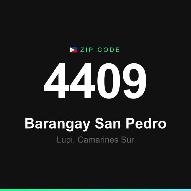 Shareable ZIP code 4409 card for Barangay San Pedro