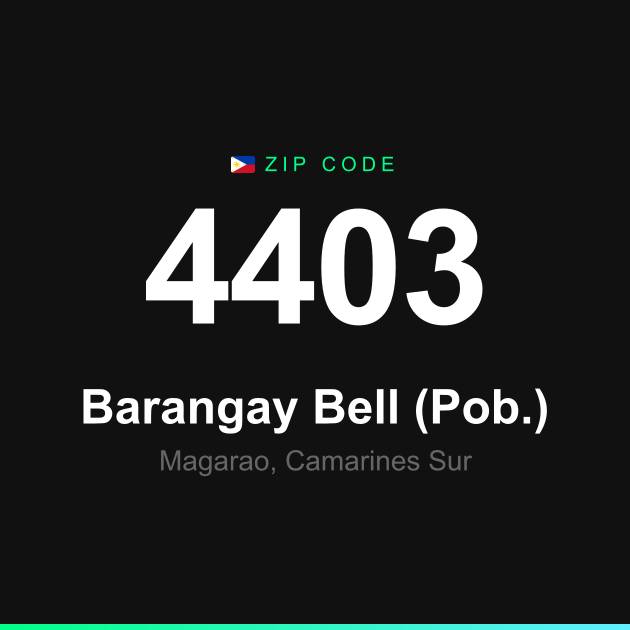 Shareable ZIP code 4403 card for Barangay Bell (Pob.)