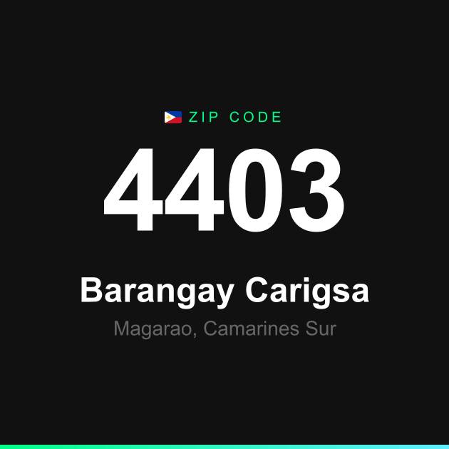 Shareable ZIP code 4403 card for Barangay Carigsa
