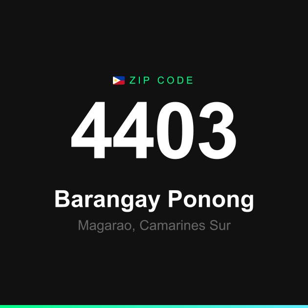 Shareable ZIP code 4403 card for Barangay Ponong