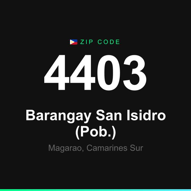 Shareable ZIP code 4403 card for Barangay San Isidro (Pob.)