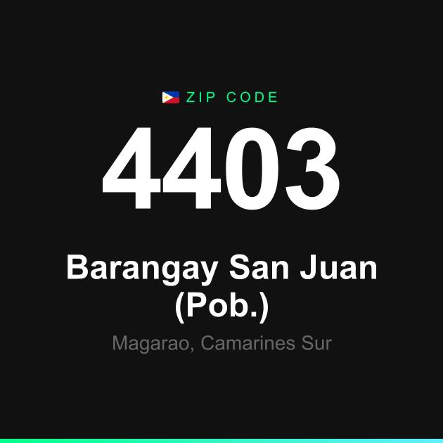 Shareable ZIP code 4403 card for Barangay San Juan (Pob.)