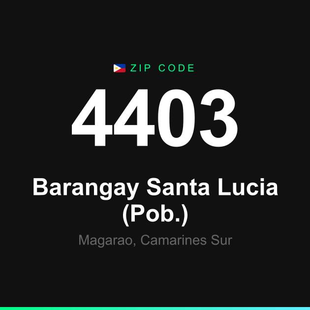 Shareable ZIP code 4403 card for Barangay Santa Lucia (Pob.)