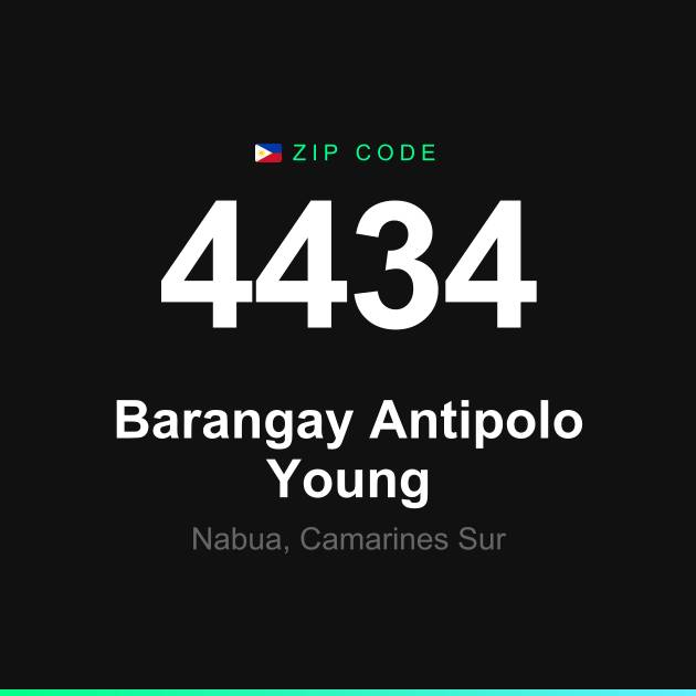 Shareable ZIP code 4434 card for Barangay Antipolo Young