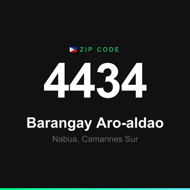 Shareable ZIP code 4434 card for Barangay Aro-aldao