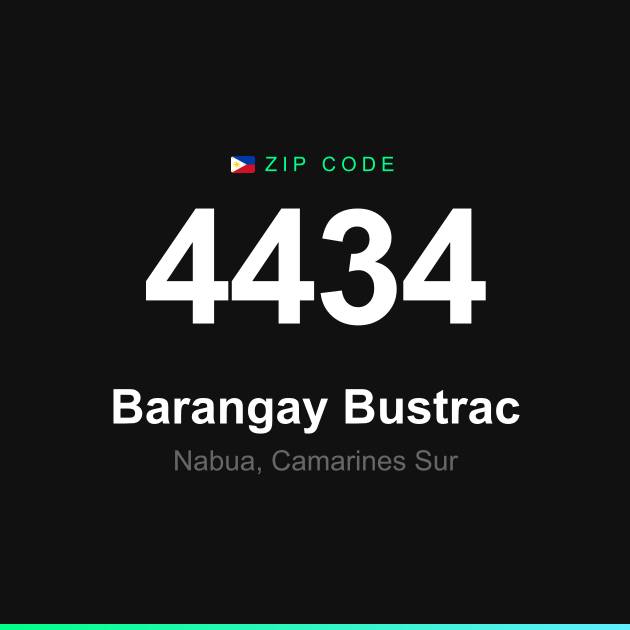 Shareable ZIP code 4434 card for Barangay Bustrac