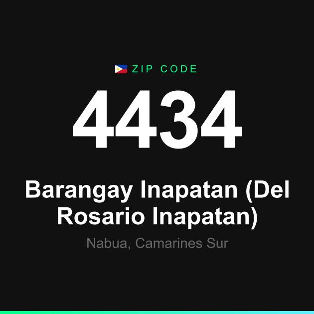 Shareable ZIP code 4434 card for Barangay Inapatan (Del Rosario Inapatan)