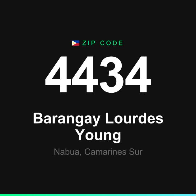 Shareable ZIP code 4434 card for Barangay Lourdes Young