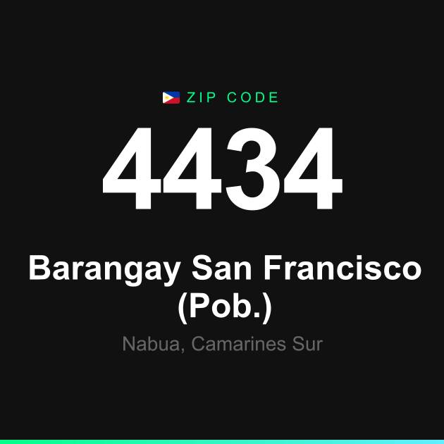 Shareable ZIP code 4434 card for Barangay San Francisco (Pob.)