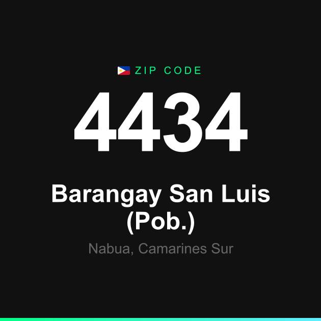 Shareable ZIP code 4434 card for Barangay San Luis (Pob.)