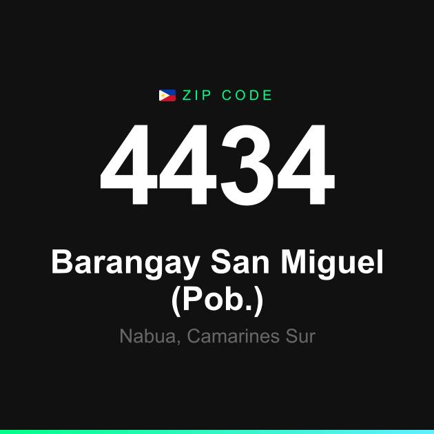 Shareable ZIP code 4434 card for Barangay San Miguel (Pob.)