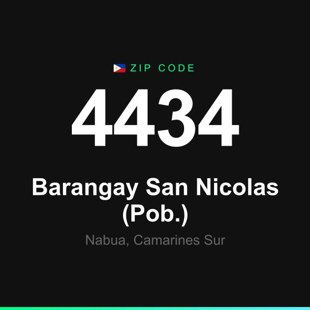 Shareable ZIP code 4434 card for Barangay San Nicolas (Pob.)