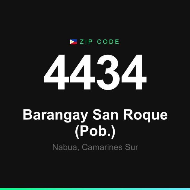Shareable ZIP code 4434 card for Barangay San Roque (Pob.)