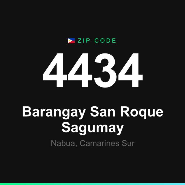 Shareable ZIP code 4434 card for Barangay San Roque Sagumay