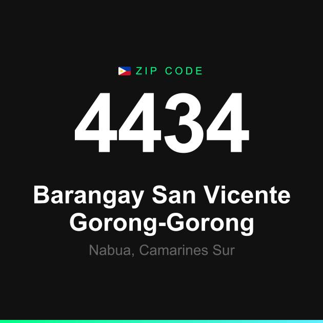 Shareable ZIP code 4434 card for Barangay San Vicente Gorong-Gorong
