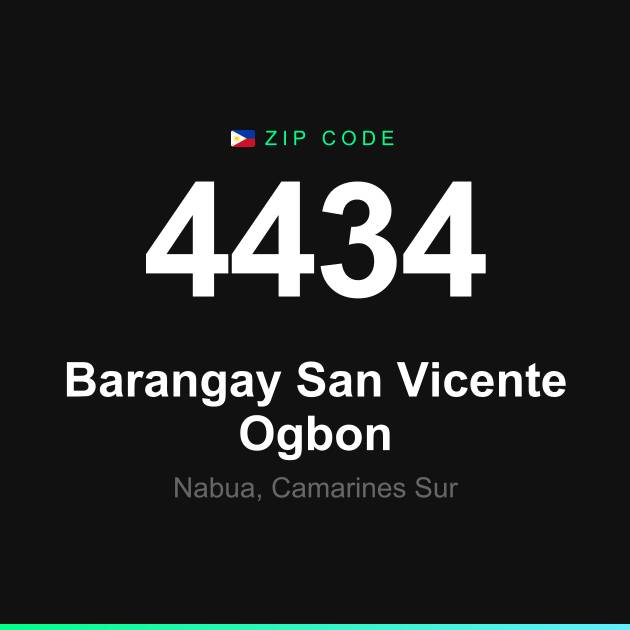 Shareable ZIP code 4434 card for Barangay San Vicente Ogbon
