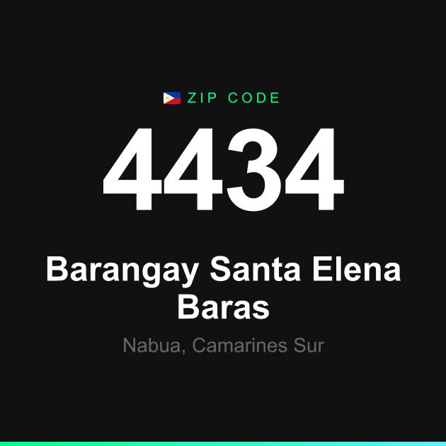 Shareable ZIP code 4434 card for Barangay Santa Elena Baras