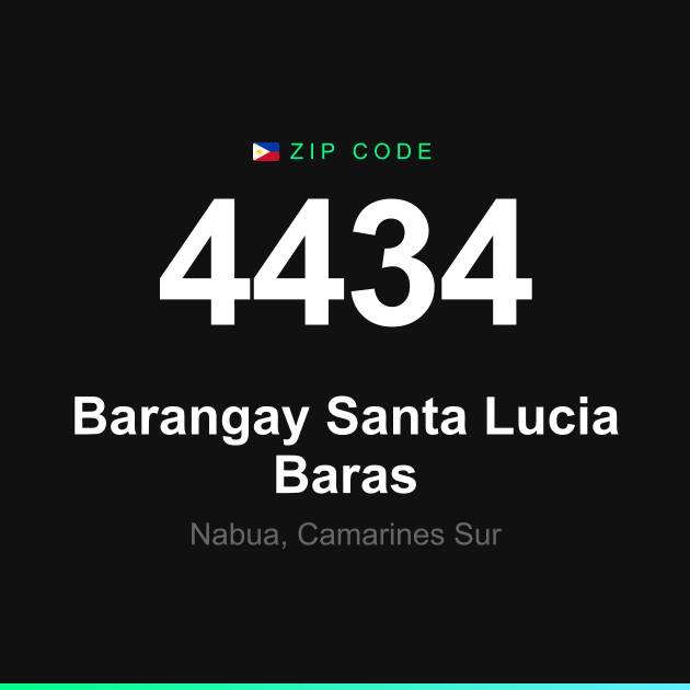 Shareable ZIP code 4434 card for Barangay Santa Lucia Baras