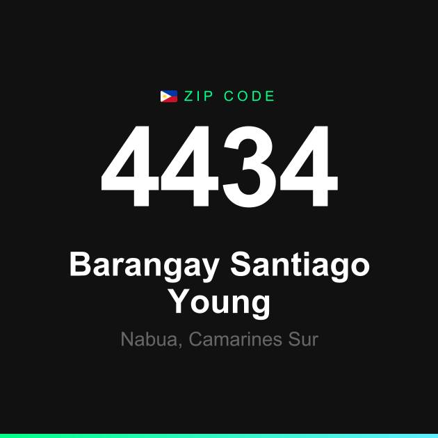 Shareable ZIP code 4434 card for Barangay Santiago Young