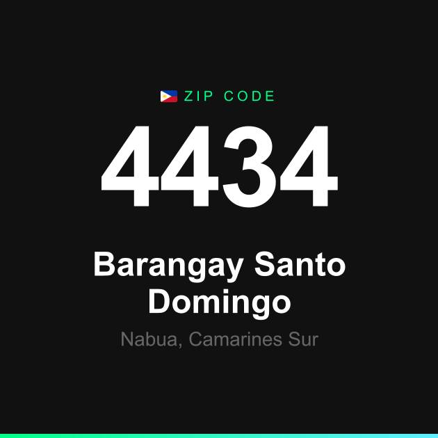 Shareable ZIP code 4434 card for Barangay Santo Domingo