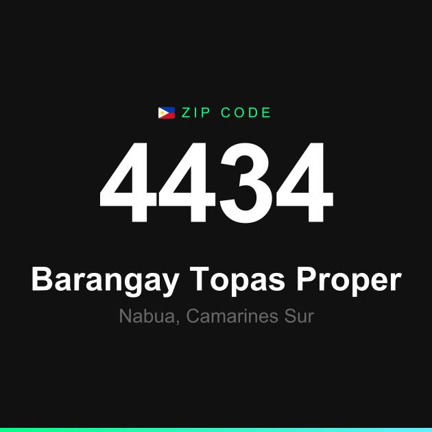 Shareable ZIP code 4434 card for Barangay Topas Proper