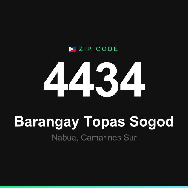 Shareable ZIP code 4434 card for Barangay Topas Sogod