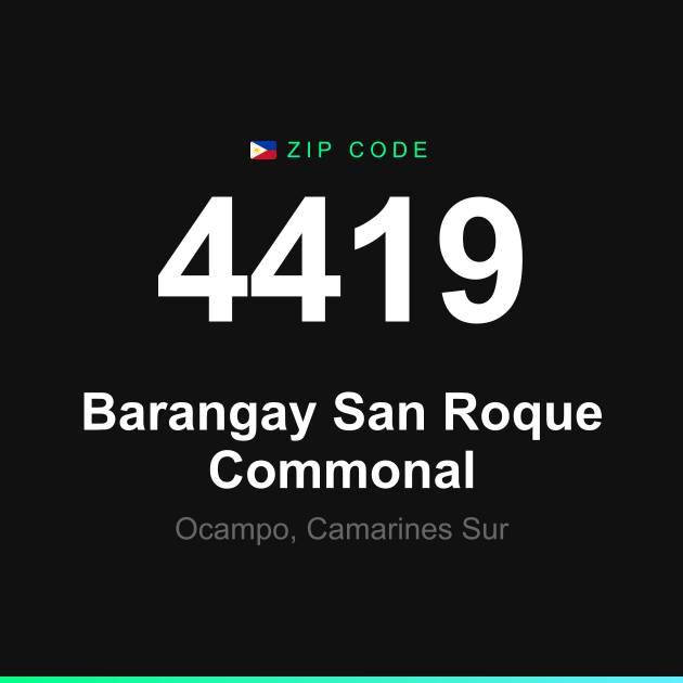 Shareable ZIP code 4419 card for Barangay San Roque Commonal
