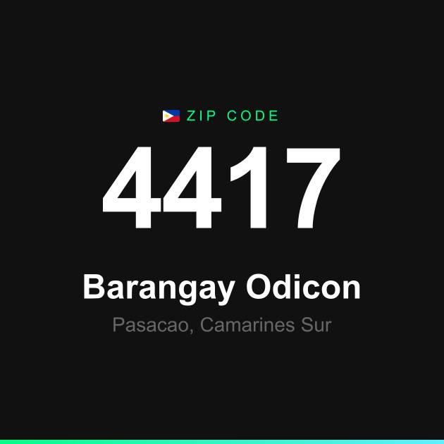 Shareable ZIP code 4417 card for Barangay Odicon
