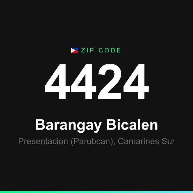 Shareable ZIP code 4424 card for Barangay Bicalen