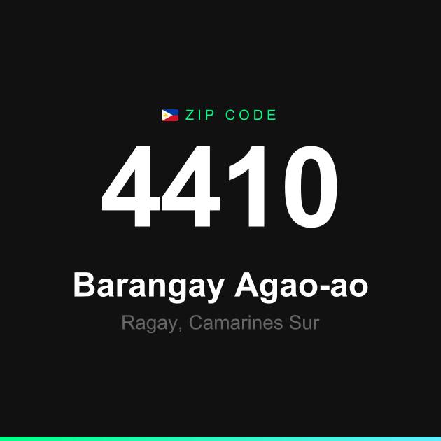 Shareable ZIP code 4410 card for Barangay Agao-ao