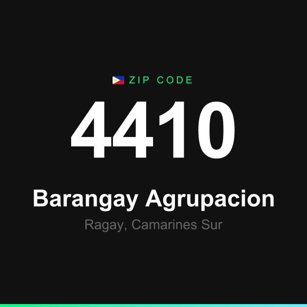Shareable ZIP code 4410 card for Barangay Agrupacion
