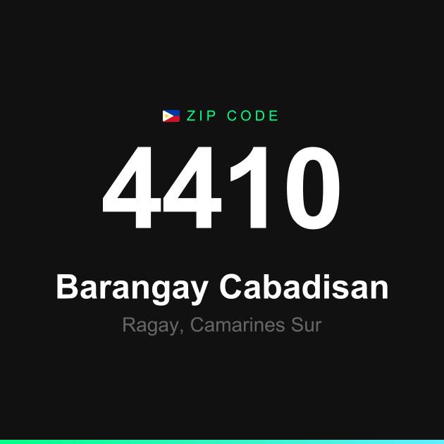 Shareable ZIP code 4410 card for Barangay Cabadisan