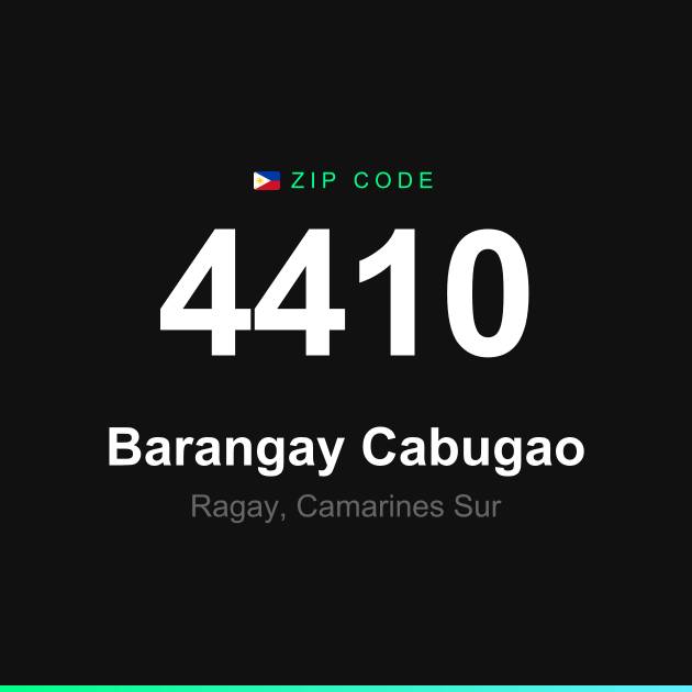 Shareable ZIP code 4410 card for Barangay Cabugao