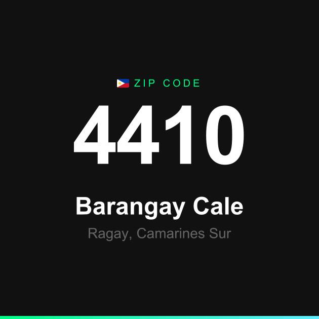 Shareable ZIP code 4410 card for Barangay Cale